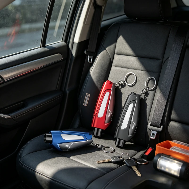 Keychain Multi Tool - Multi functional car emergency hammer with