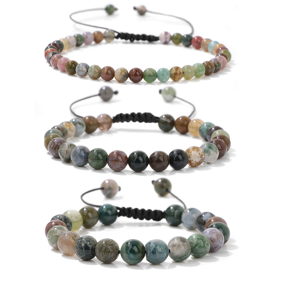 Men Accessories India - Adjustable Indian Agates Beads Bracelet 4/6/8mm