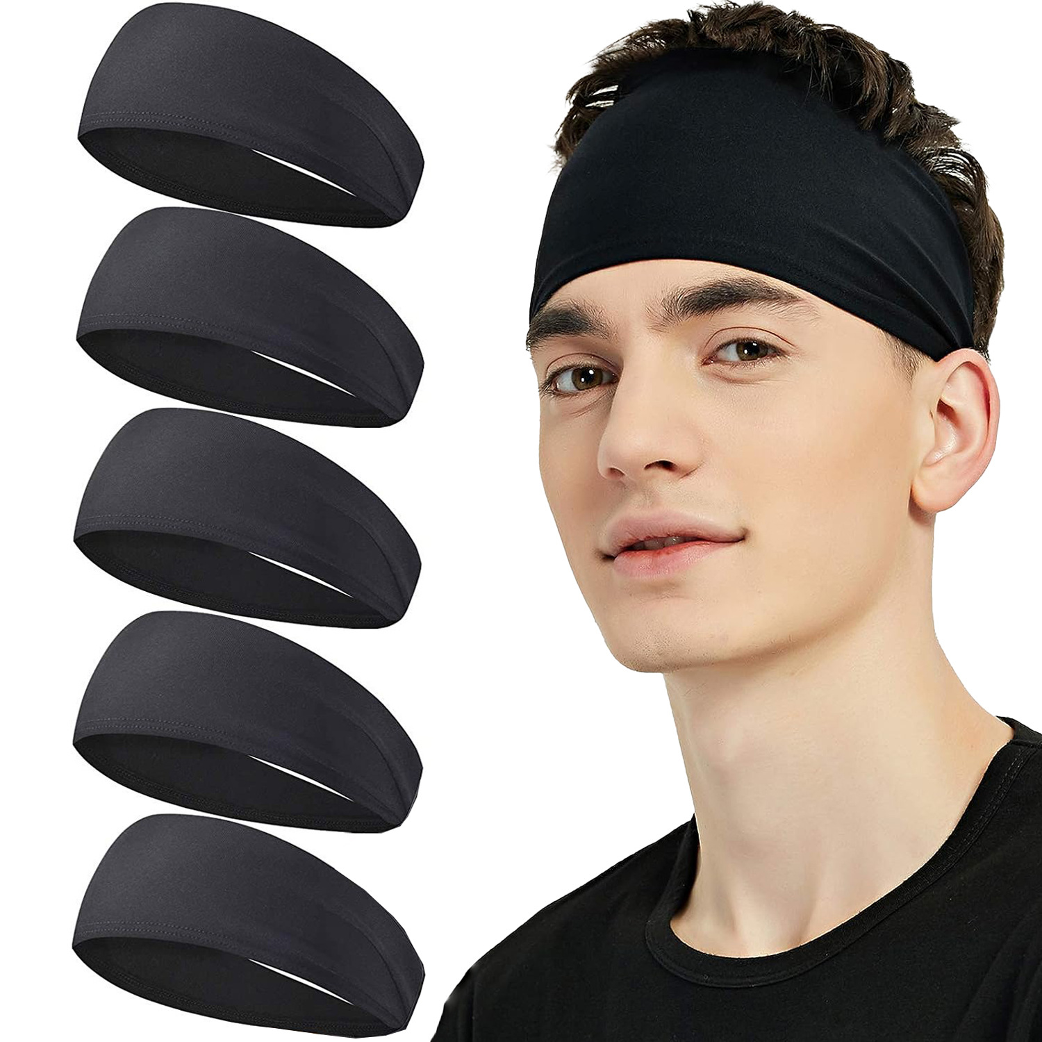 Men'S Yoga Accessories - Sweatband for Men Women Elastic Sport
