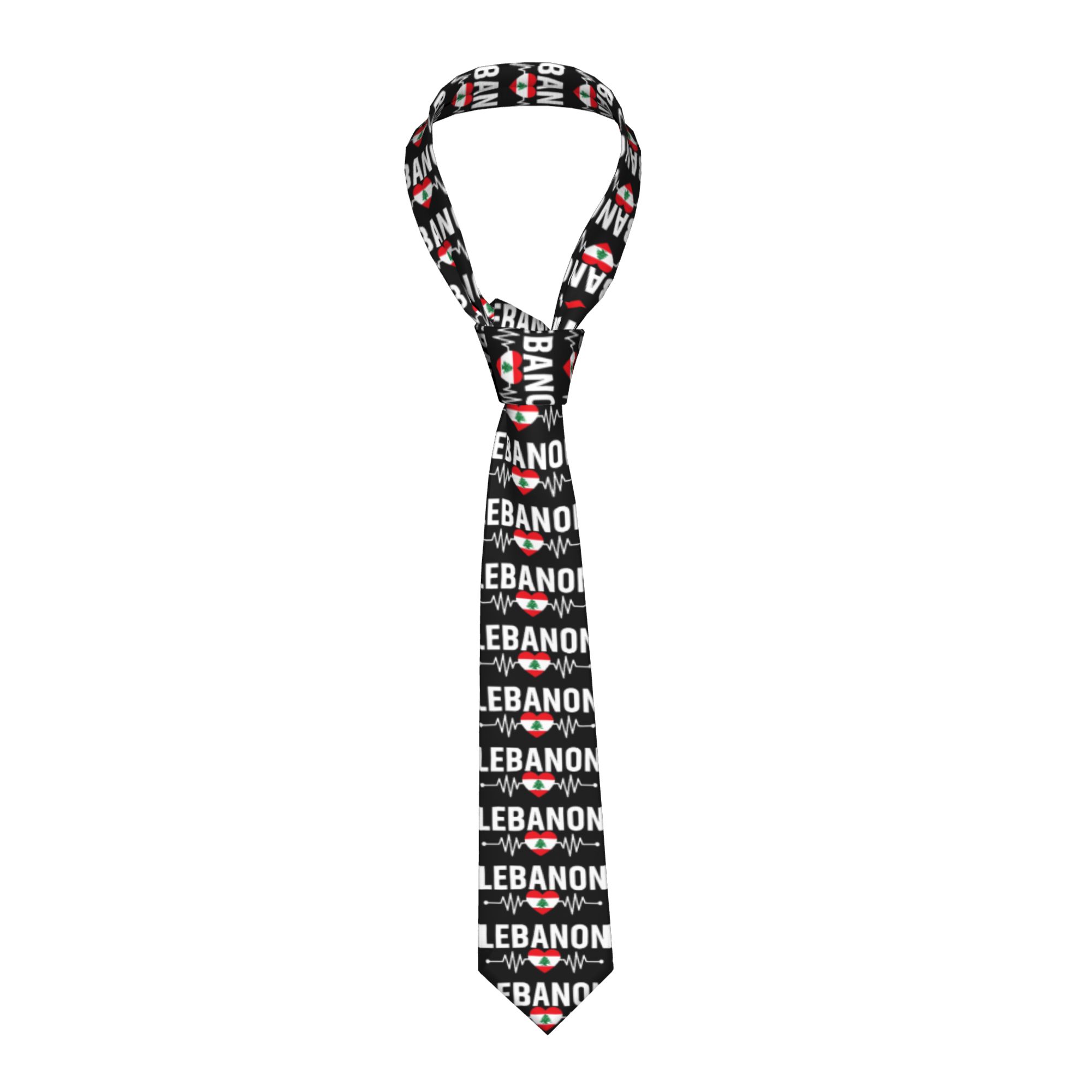 Men Accessories Lebanon - Lebanon Heartbeat Lebanese Flag Tie Design