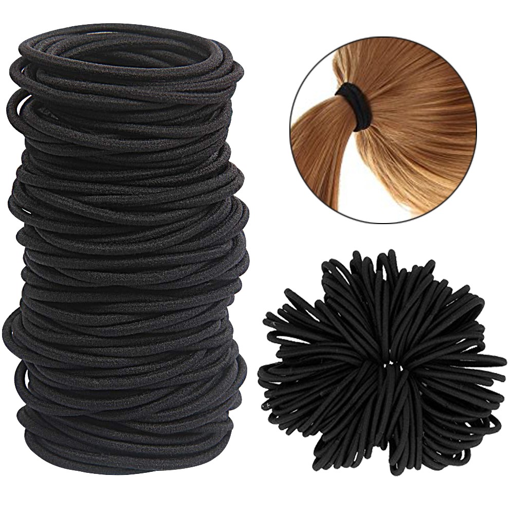 Men'S Accessories Holder - 10/30/50pcs 4MM Black Small Hair Ties