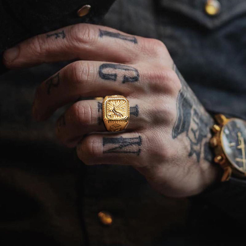 Signet Ring Men - Bald Eagle Signet Ring For Men,Gold
