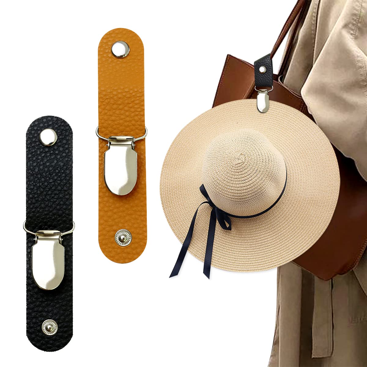 Men'S Accessories Holder - PU Leather Hat Clip for Travel
