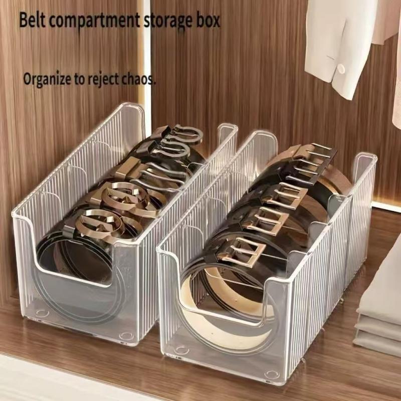 Men'S Accessories Organizer For Wardrobe - 4 Grids Plastic Belt Storage Organizer