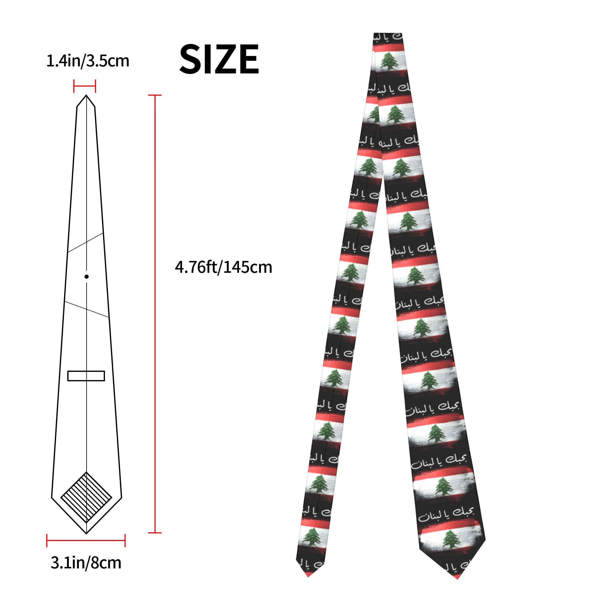 Flag of Lebanon Tie  Retro Cas - Men Accessories Lebanon recension och pris