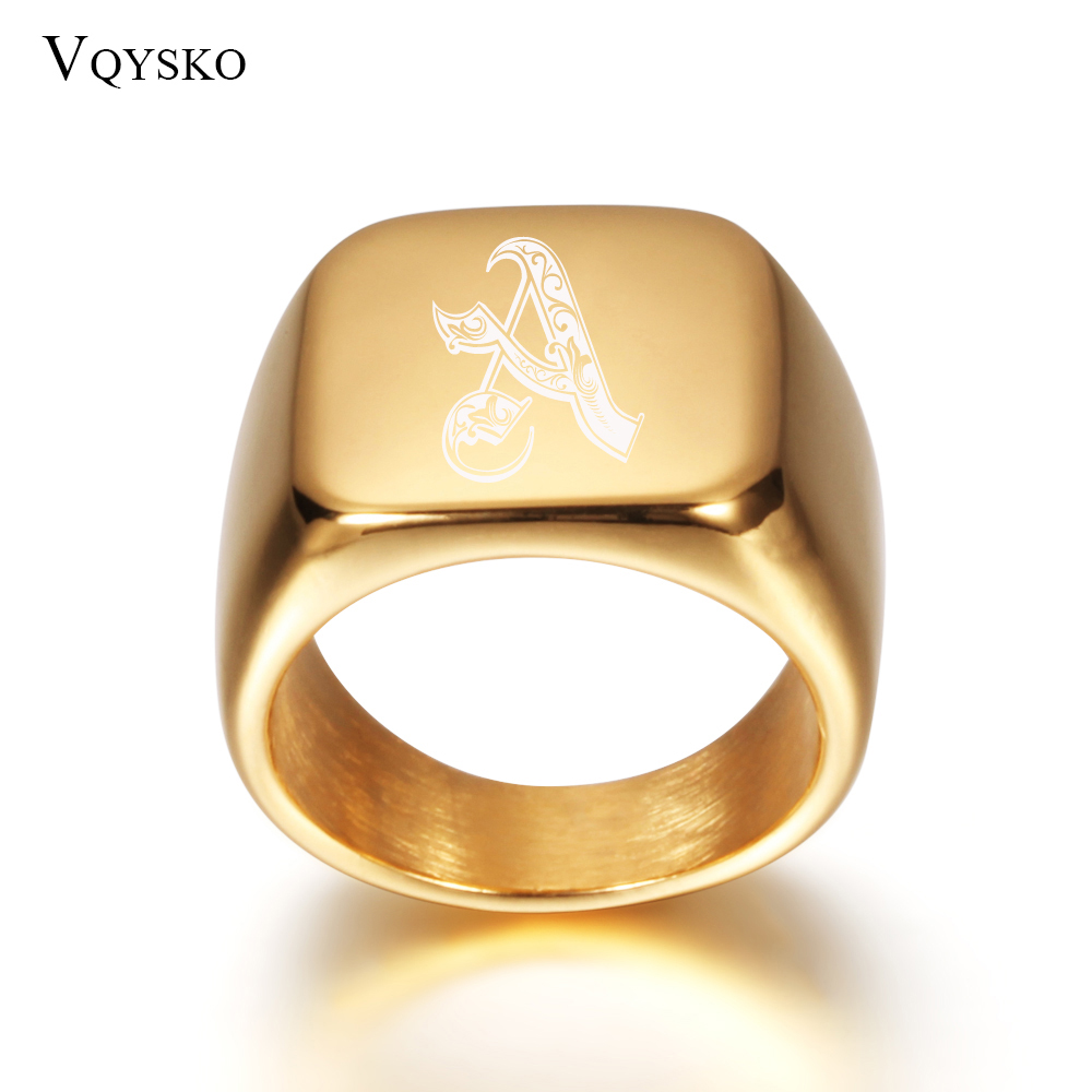 Gold Tone Mens Big Letter Ring - Men Accessories Wedding recension och pris
