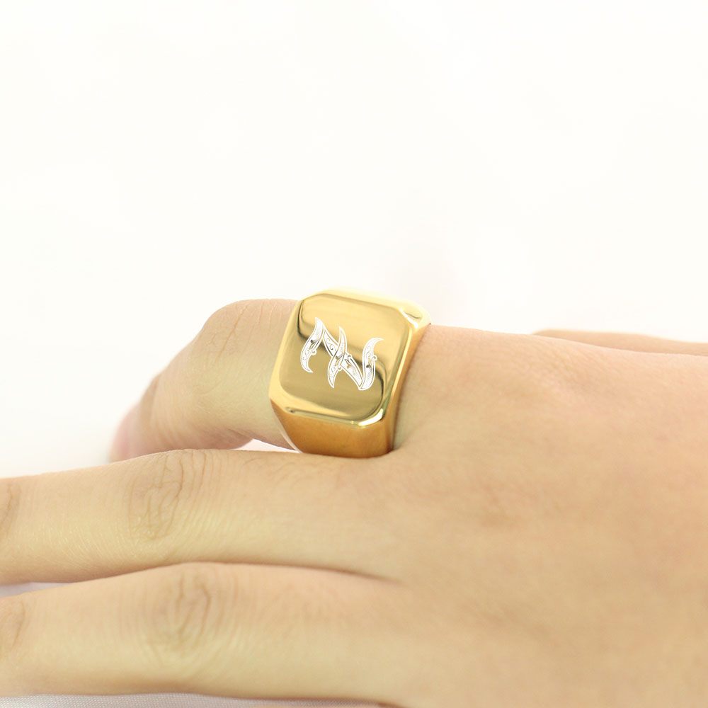 Gold Tone Mens Big Letter Ring - Men Accessories Wedding recension och pris