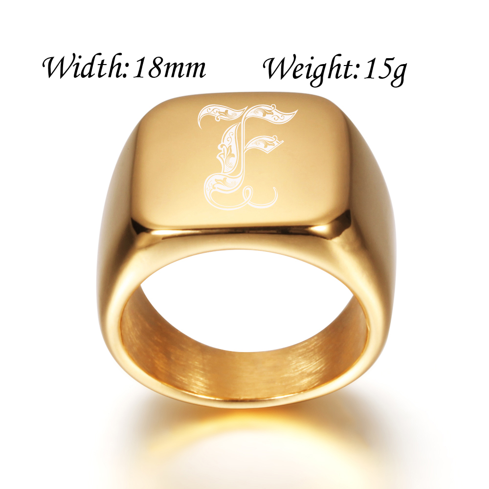 Gold Tone Mens Big Letter Ring - Men Accessories Wedding recension och pris