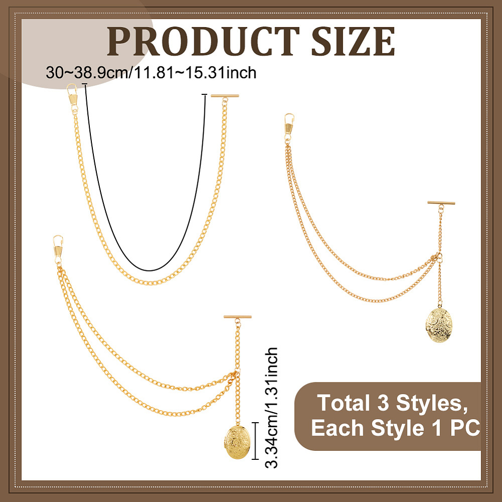 3 Style Brass Pocket Watch Cha - Men Accessories Locket recension och pris