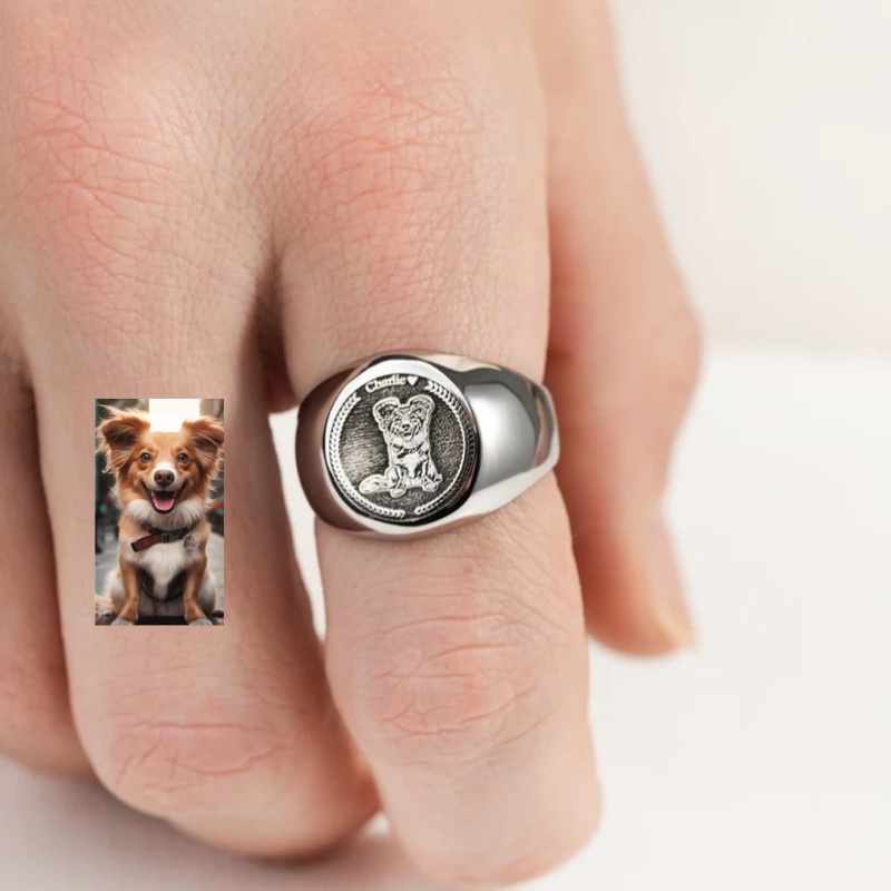 Custom Engrave Photo Signet Ri - Signet Ring Men recension och pris