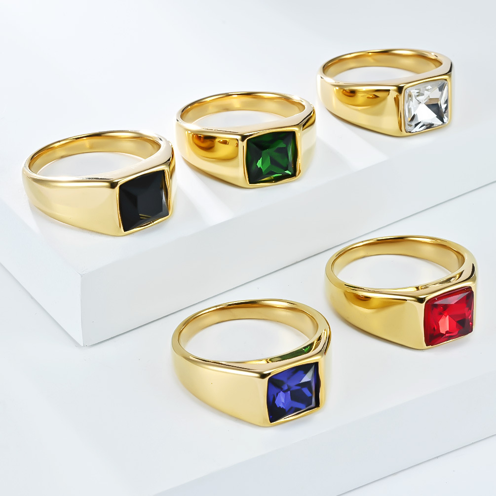 Stainless Steel Shinny Zircon  - Signet Ring Men recension och pris