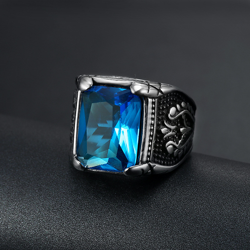 Silver color Men red blue Semi - Signet Ring Men recension och pris