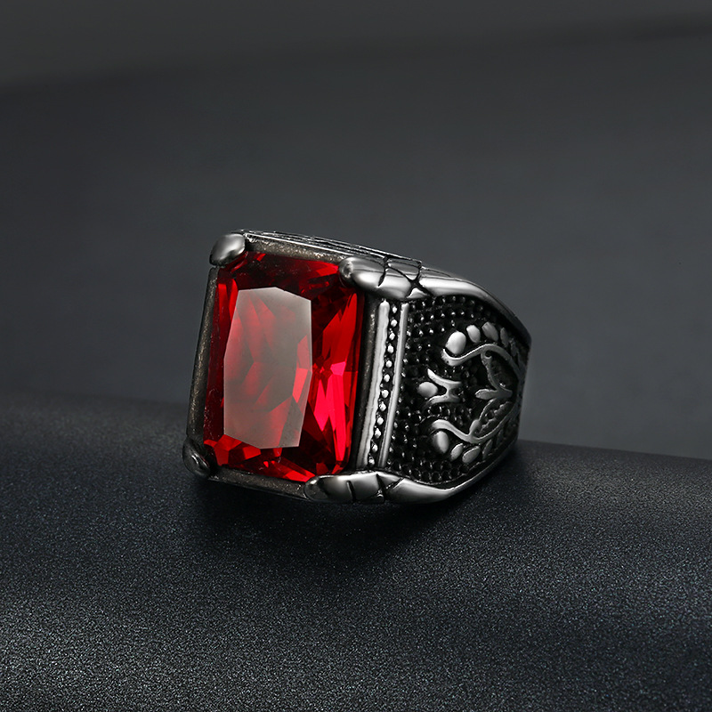 Silver color Men red blue Semi - Signet Ring Men recension och pris