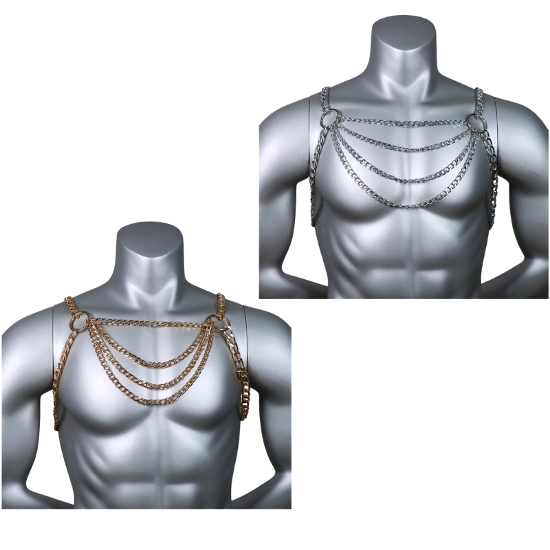 Men's Sexy Metal Body Chest Ch - Mens Accessories Style recension och pris