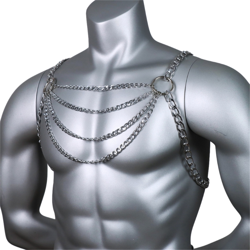 Men's Sexy Metal Body Chest Ch - Mens Accessories Style recension och pris