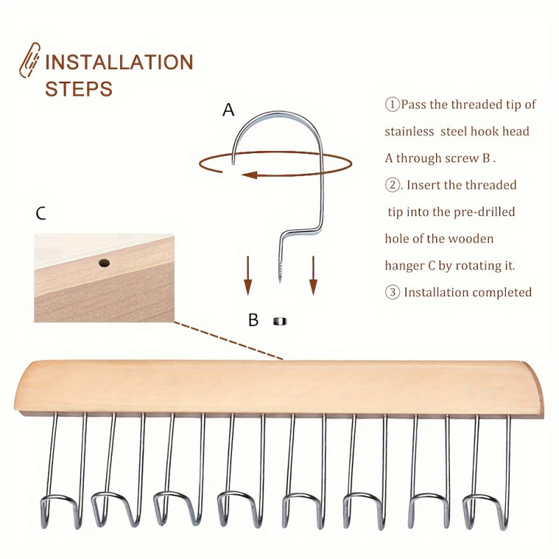 8 hook Wooden Belt Rack Storag - Men'S Accessories Organizer For Wardrobe recension och pris
