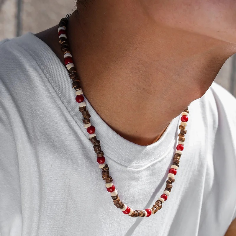 Bohemian Wood Bead Necklace fo - Men'S Vacation Accessories recension och pris